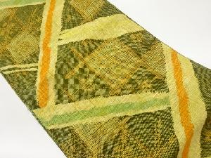 手織り真綿紬幾何学に抽象模様織出し名古屋帯